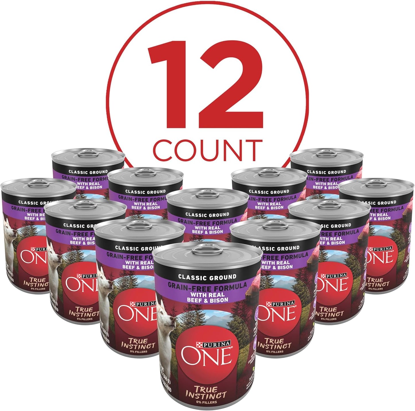 Purina ONE natural adult wet dog food back label showing ingredients and nutritional benefits