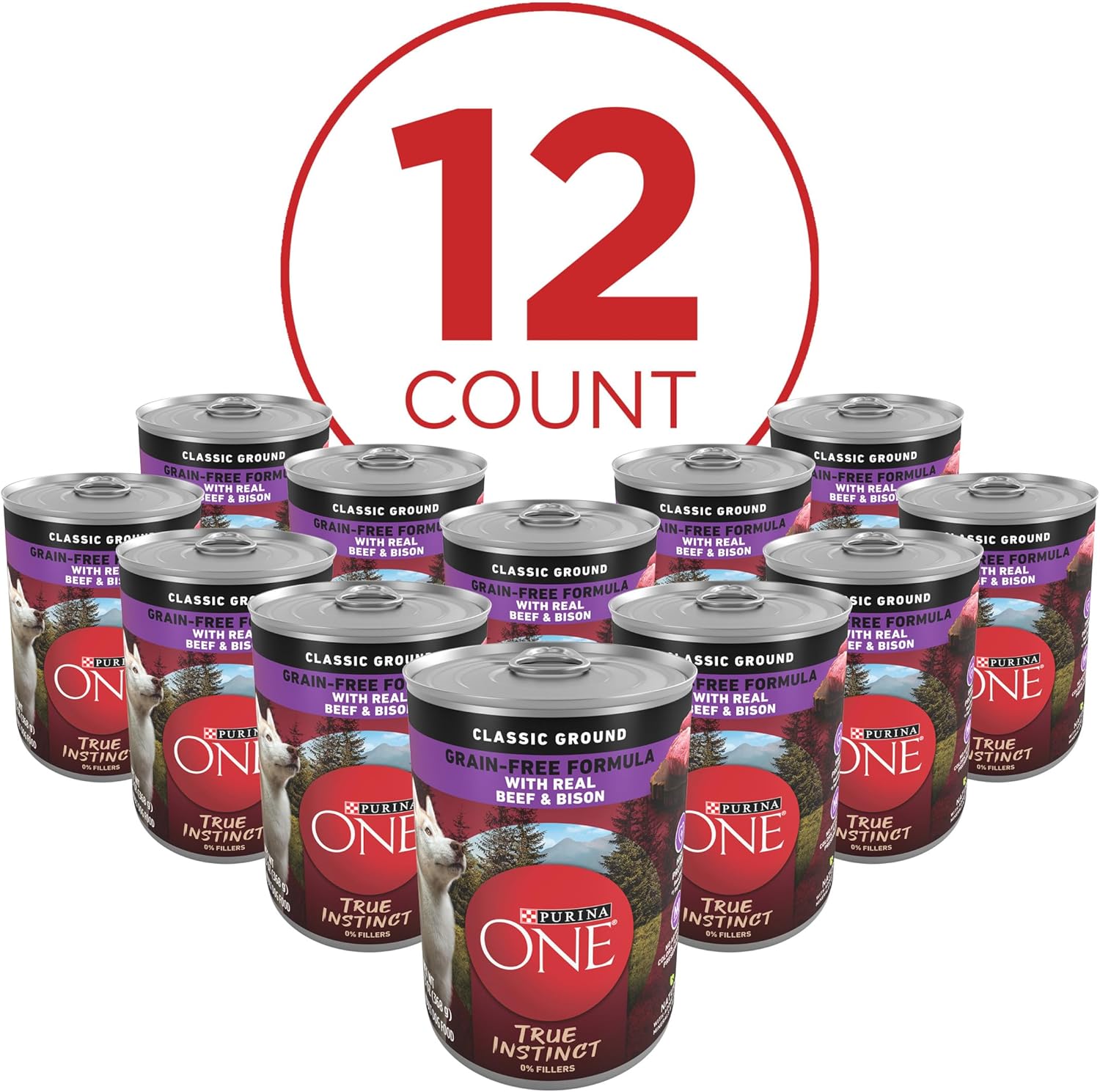 Purina ONE natural adult wet dog food back label showing ingredients and nutritional benefits