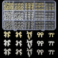 OPMADM 135 pieces bow nail charms front view in storage box