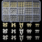 OPMADM 135 pieces bow nail charms front view in storage box