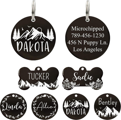 Ultra Joys Stainless Steel Pet ID Tag Dog Name Tags Personalized Front and Back Engraving, Customized Dog Tags and Cat Tag, Optional Engraved on Both Sides, Bone Tag with Mountain Design, Large - Image 11