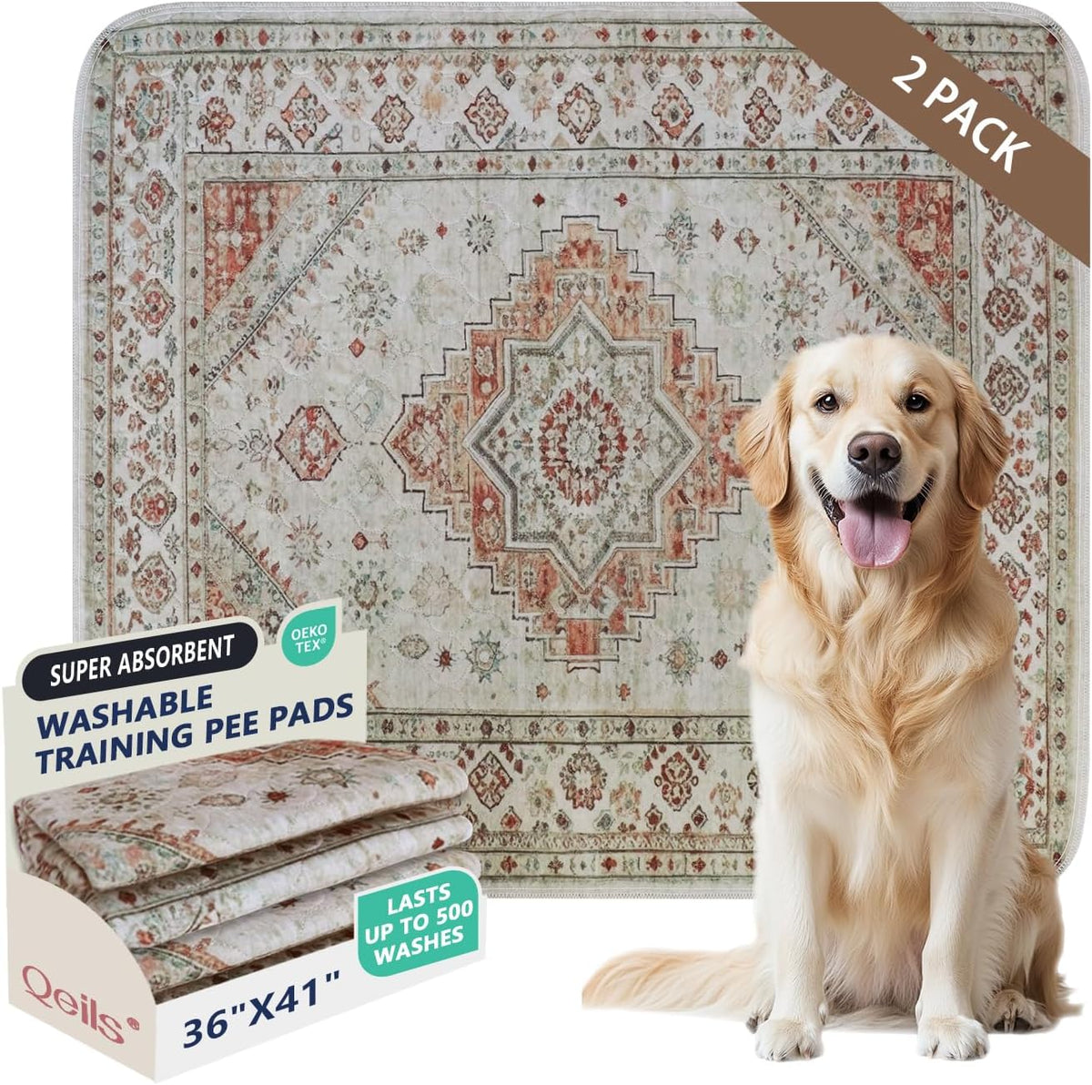 Qeils Reusable Puppy Pads, Washable Pee Pads Super Absorbent Dog Training Pads, Non-Slip Leakproof Wee Wee Pads for Crate, Floor, Potty Pads Feeding Mat Dog Pee 2 Pack 18"x24" - Image 11