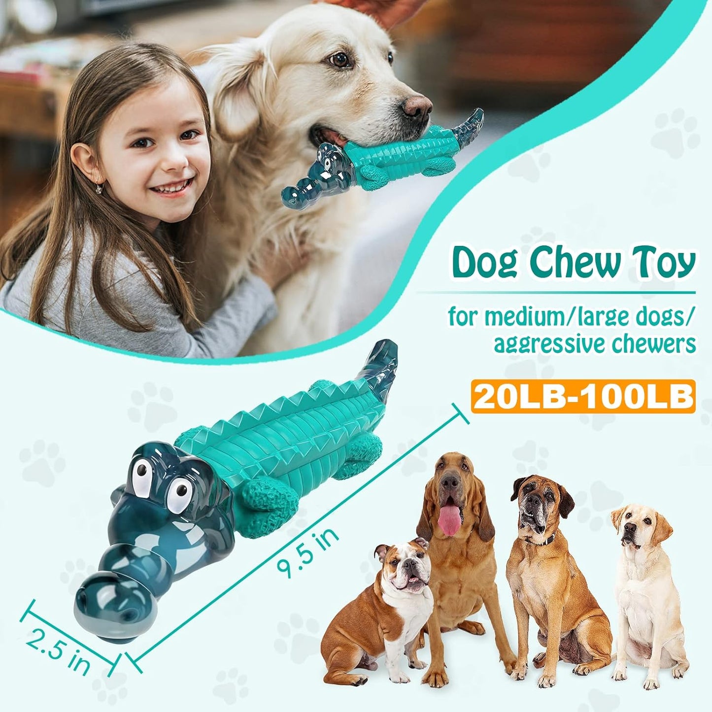 Jeefome tough rubber and nylon dog toy for large breeds