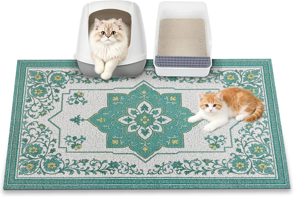 Cat Litter Mat, 24" x 16" Litter Box mat, Upgrade Non-Slip Kitty Litter mat, Traps 100% Litter, Soft on Kitty Paws, Easy Clean for Scatter Control, Bohe cat Food mat, Urine Waterproof - Image 13