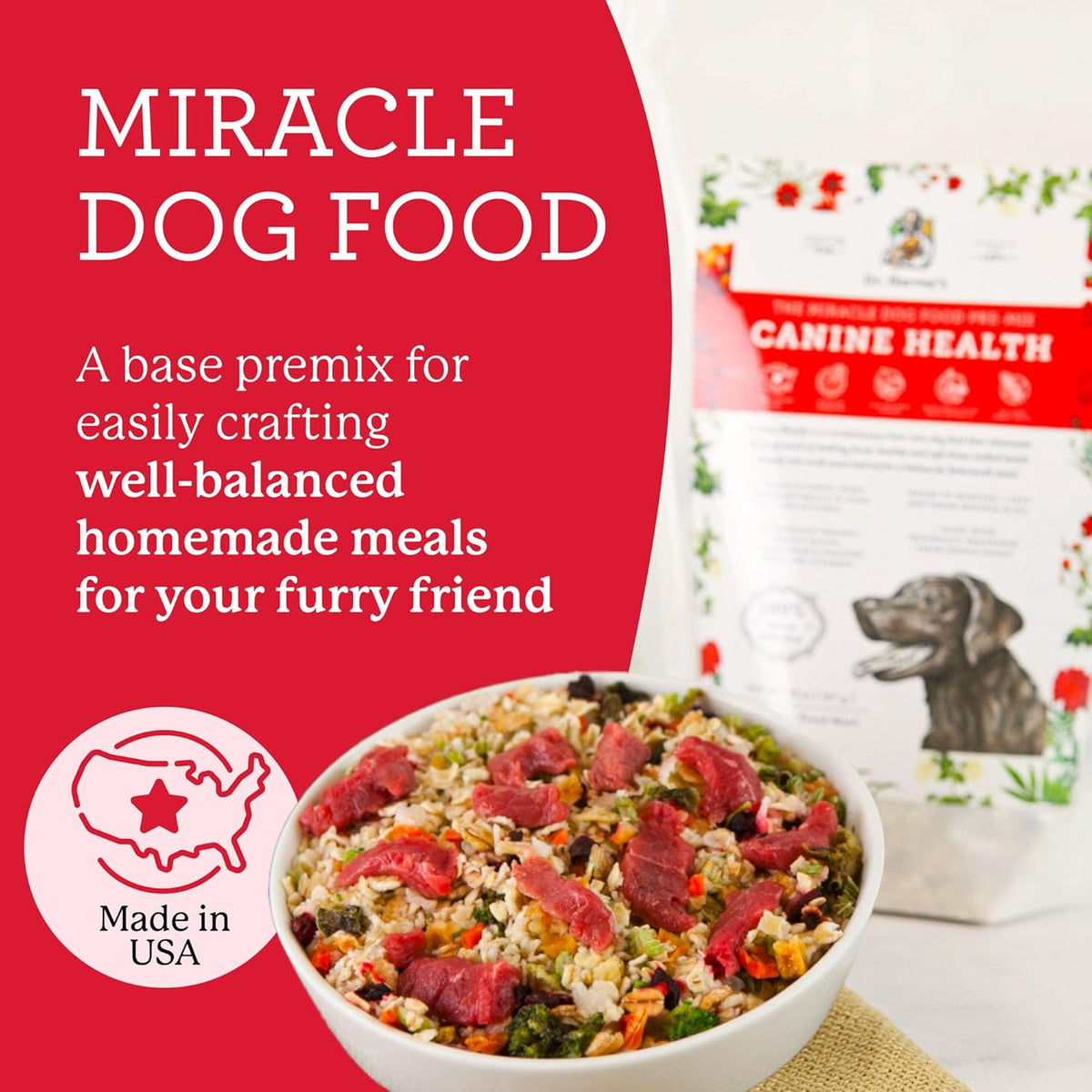 Dr. Harvey's base mix packaging showing human grade ingredients label