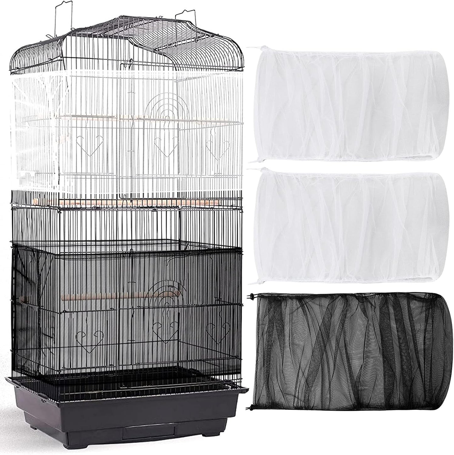Shappy Large Adjustable Bird Cage Cover front view on cage