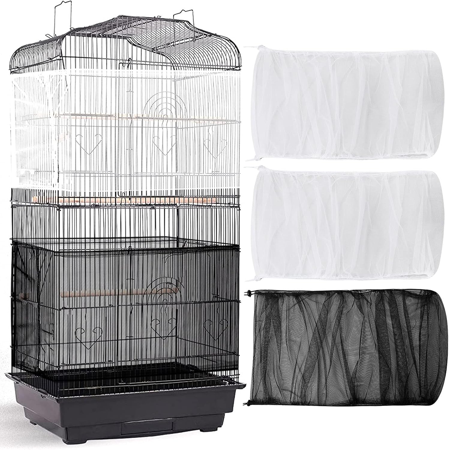 Shappy Large Adjustable Bird Cage Cover front view on cage