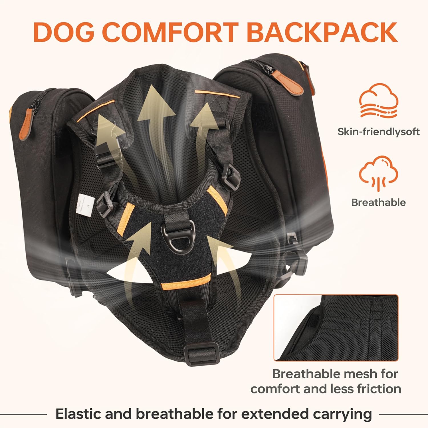 Close up view of the quick-poop bag dispenser on the left pocket.