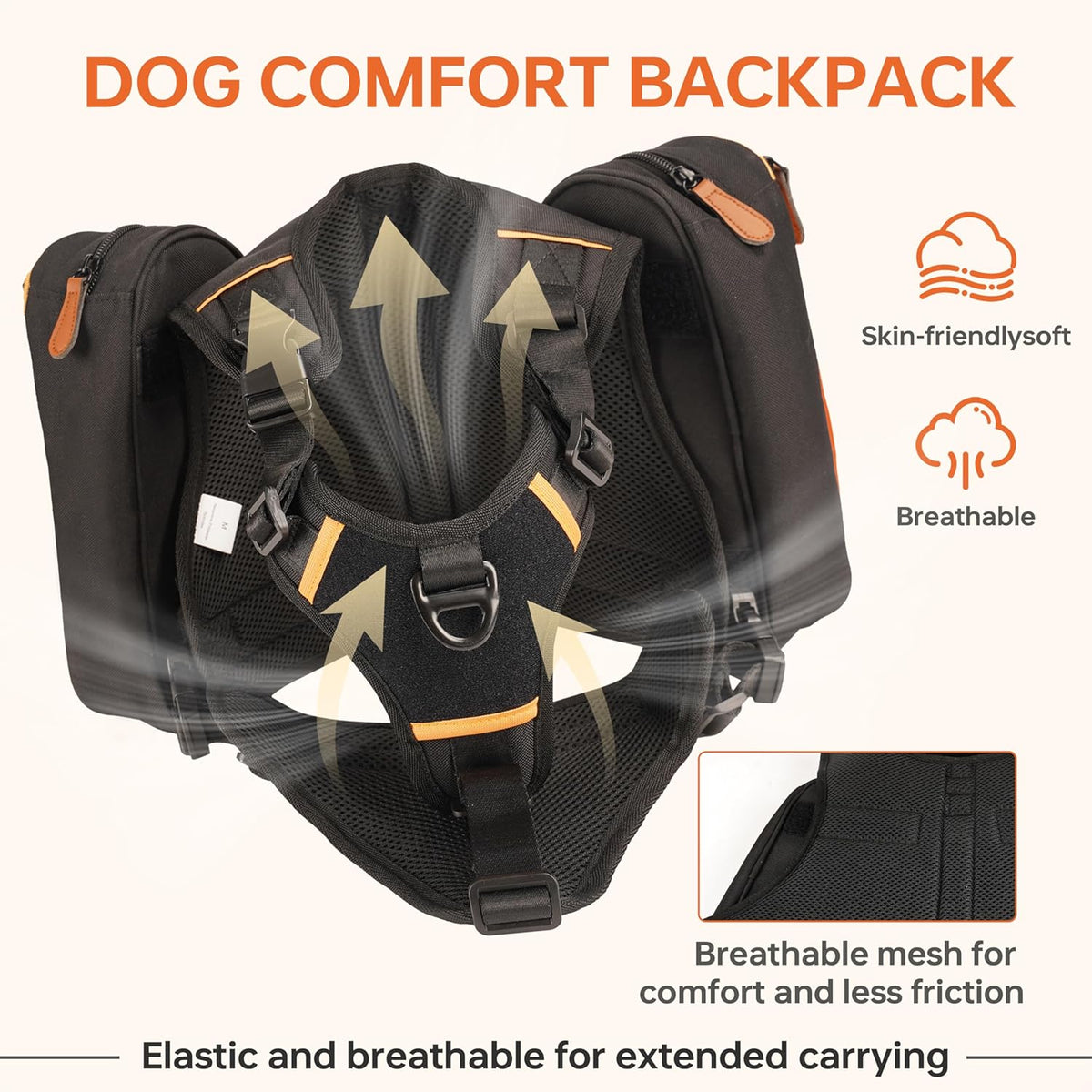Close up view of the quick-poop bag dispenser on the left pocket.