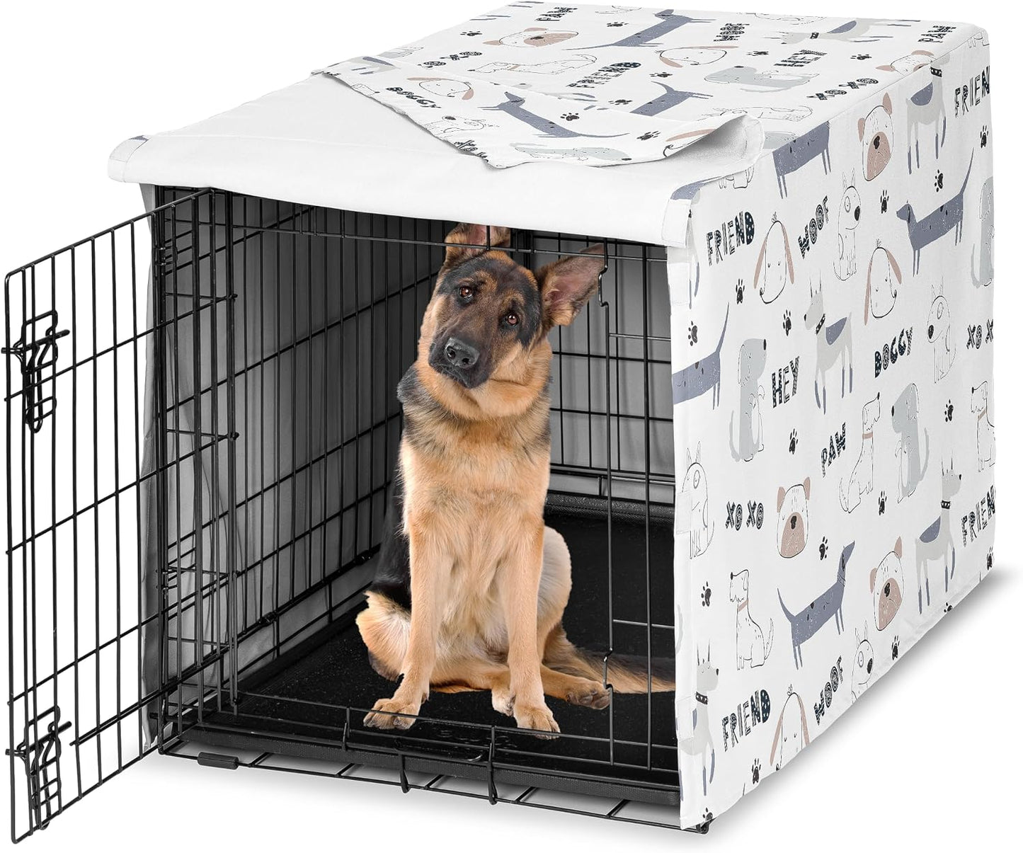 Sweet Jojo Designs 36in. Medium Dog Crate Cover (Bones and Paw Prints) for Boys Pet Cage, Kennel Covers (Modern, Cartoon, Doggy, Puppy, Neutral, Paws Print, Whimsical, Playful, Slate Navy Blue) - Image 9