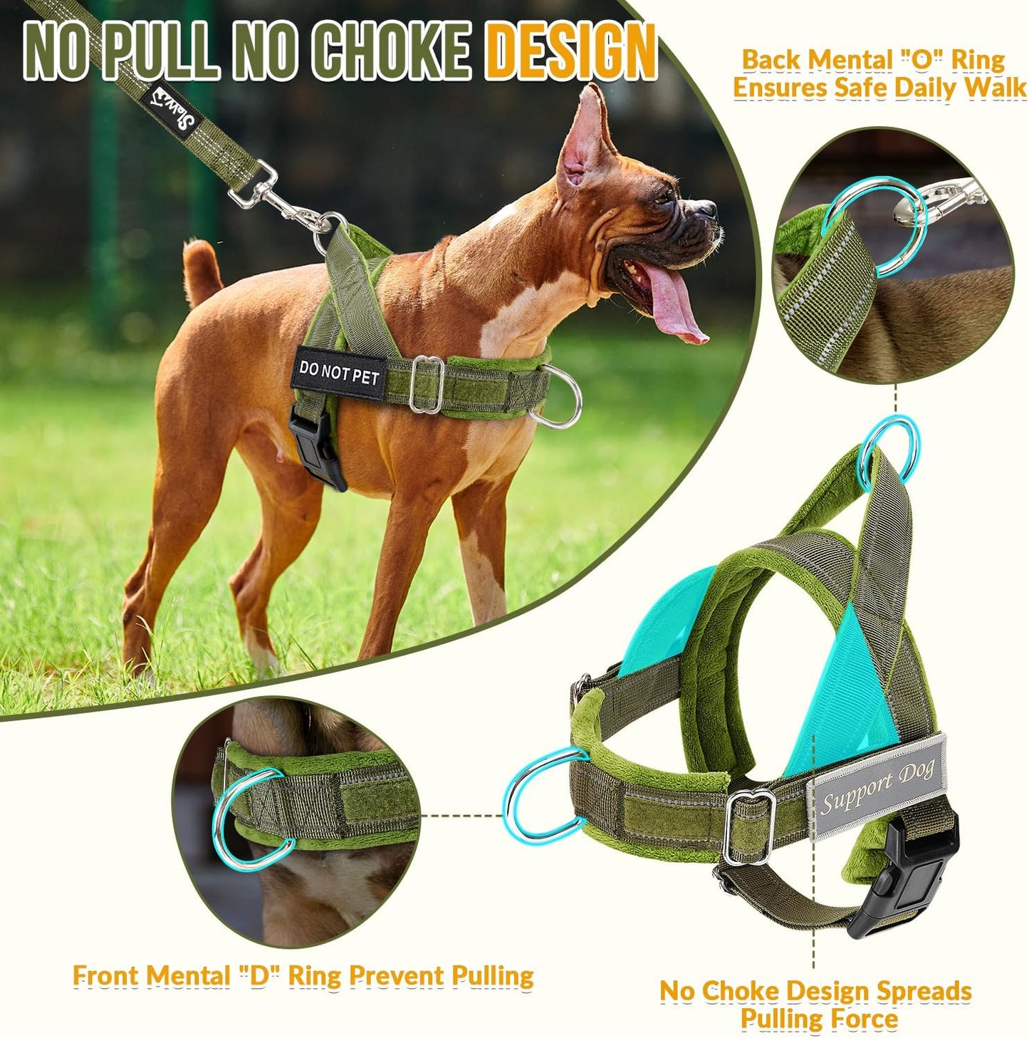 Lukovee adjustable padded pet vest showing reflective stitching and chest clip details
