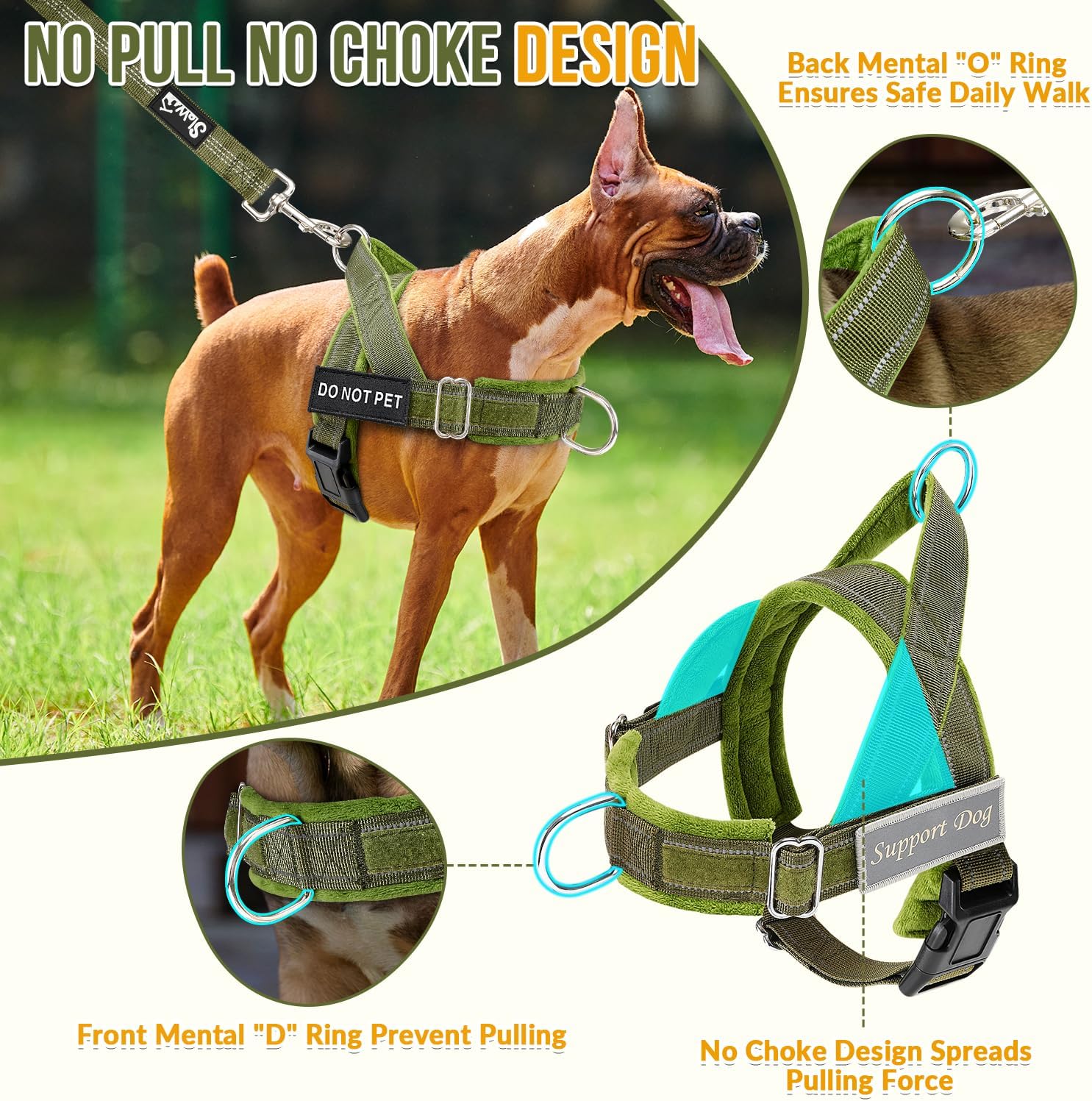 Lukovee adjustable padded pet vest showing reflective stitching and chest clip details