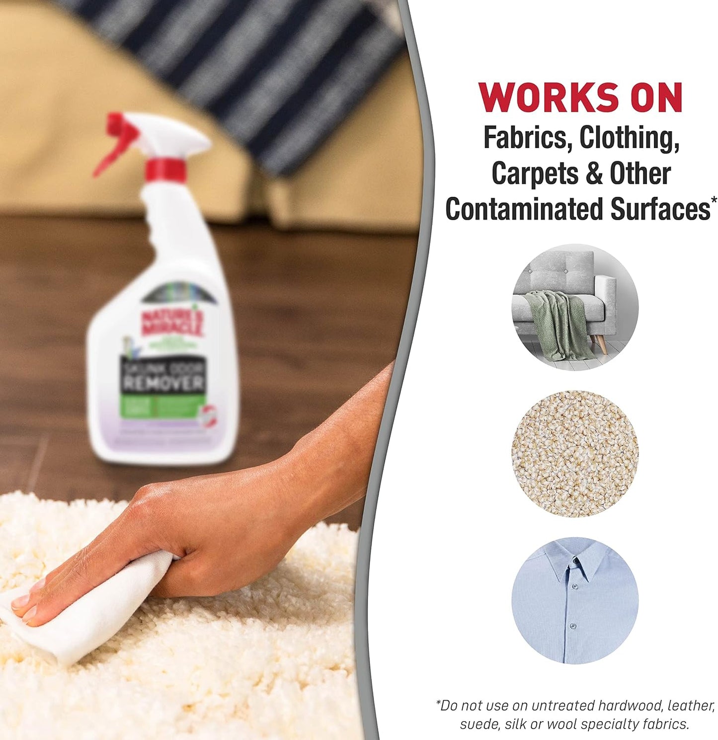 Nature's Miracle Skunk Odor Remover with Lavender Scent, 32 Fluid Ounces, Removes Skunk Odors On Fabrics, Clothing, Carpets And Other Surfaces - Image 9