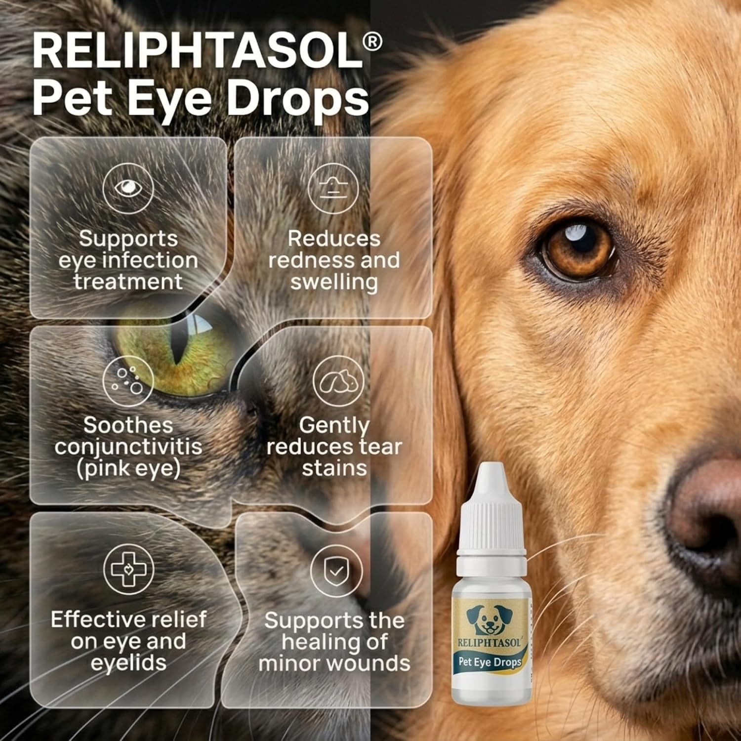 Reliphtasol sterile pet eye solution for cat allergy relief close up
