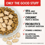Back label of Stella and Chewy's freeze-dried beef mixer showing complete ingredients list