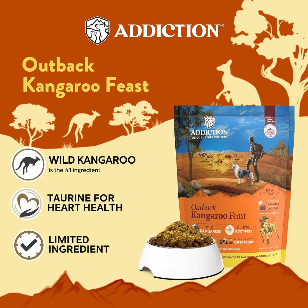 Addiction wild kangaroo novel protein grain free dehydrated pet food