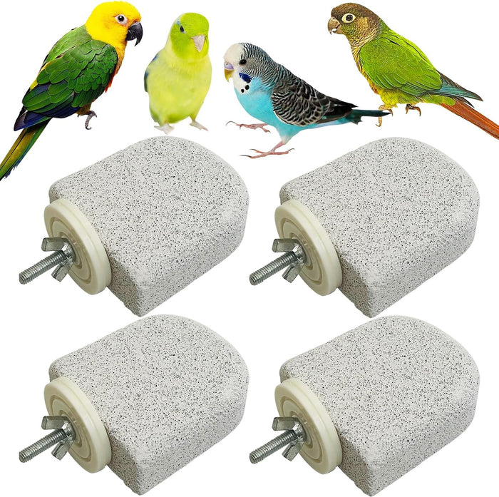 PINVNBY 4 PCS Bird Perch Stands Parrot Calcium Perch Beak Grinding Stone Foot Claws Trimmer Parakeet Platform Parrot Chewing Toys for Small Medium Cockatiel Conure Lovebird Finch - Image 1