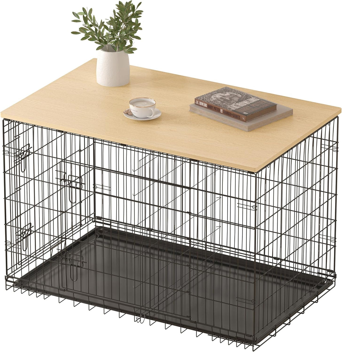 Piskyet Dog Crate Topper Wood Countertop for 48 42 36 30 24 inch Dog Cage, Dog Crate Cover,Dog Kennel Topper(Crate Not Include) (Rustic Brown, for 36 Inch Crate) - Image 9