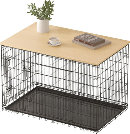 Piskyet Dog Crate Topper Wood Countertop for 48 42 36 30 24 inch Dog Cage, Dog Crate Cover,Dog Kennel Topper(Crate Not Include) (Rustic Brown, for 36 Inch Crate) - Image 9