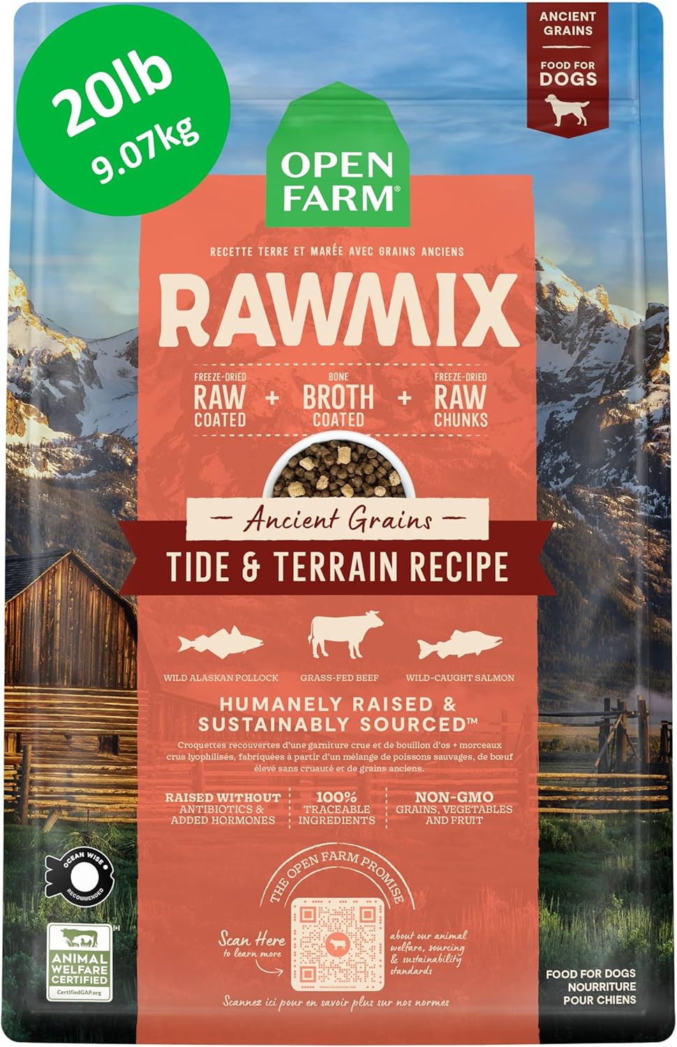 Open Farm, RawMix Dry Dog Food with Ancient Grains, Protein-Packed Kibble Coated in Bone Broth with Freeze Dried Raw Chunks, Salmon Whitefish & Rockfish, Wild Ocean Recipe, 20lb Bag - Image 14