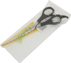 Laazar professional pet shears showing ergonomic black plastic handles