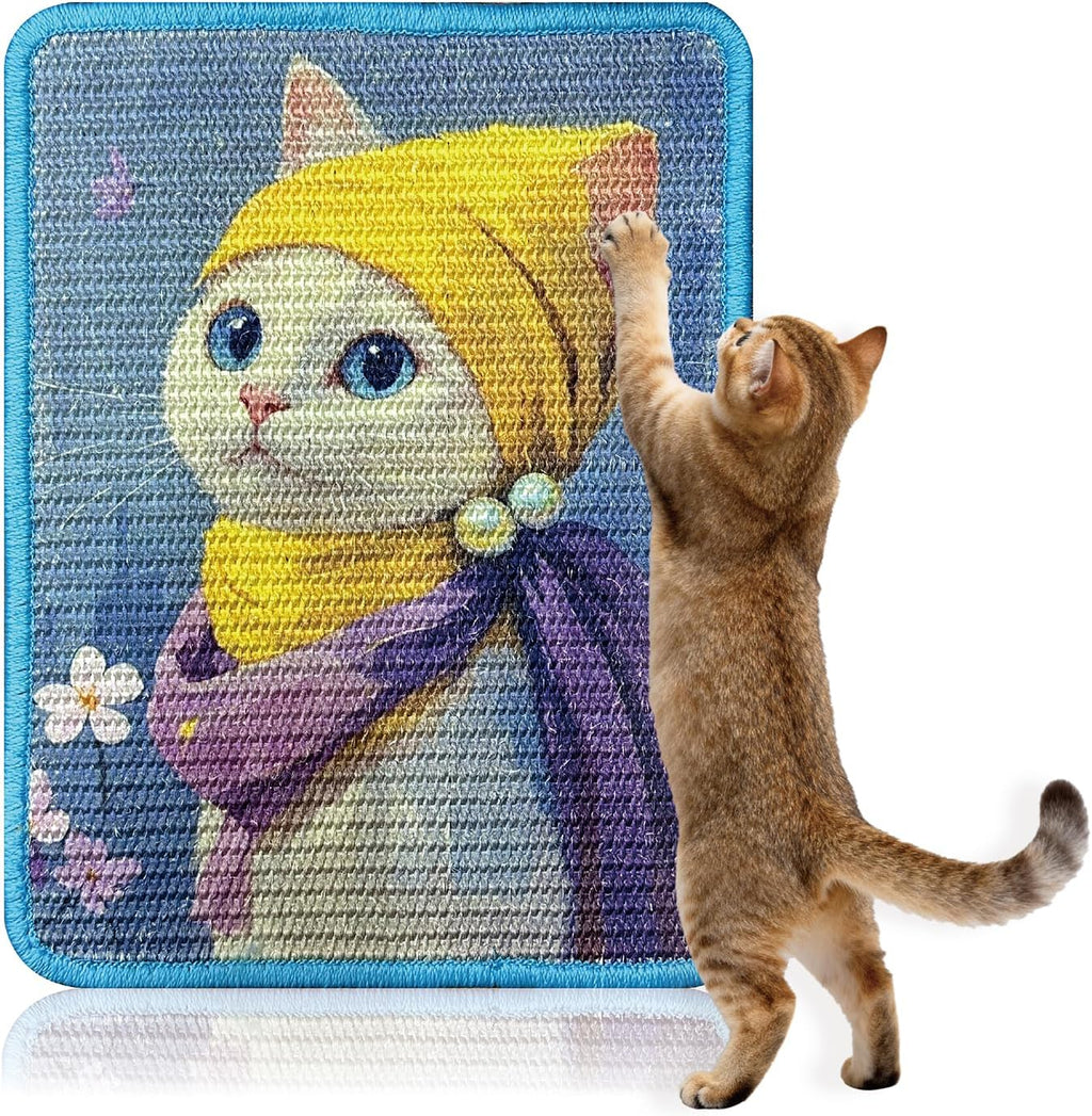 3 Pcs Sisal Cat Scratcher Mat 15x12 Inch - Art Cat Wall Scratcher with Adhesive Hook Loop Tape for Indoor Cats, Durable Wall Mounted Cat Scratch Pad to Protect Couch and Carpet - Image 10