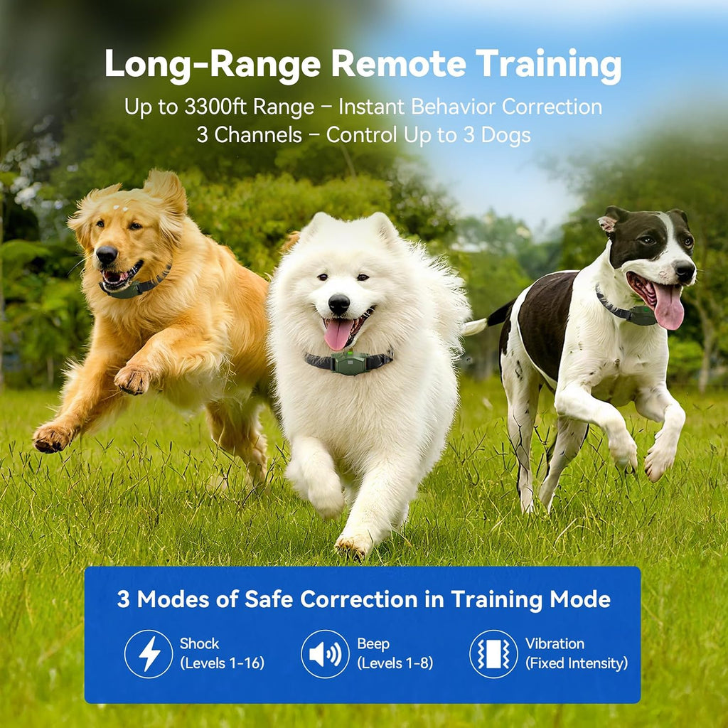 Two waterproof dog collars for electronic fence containment system