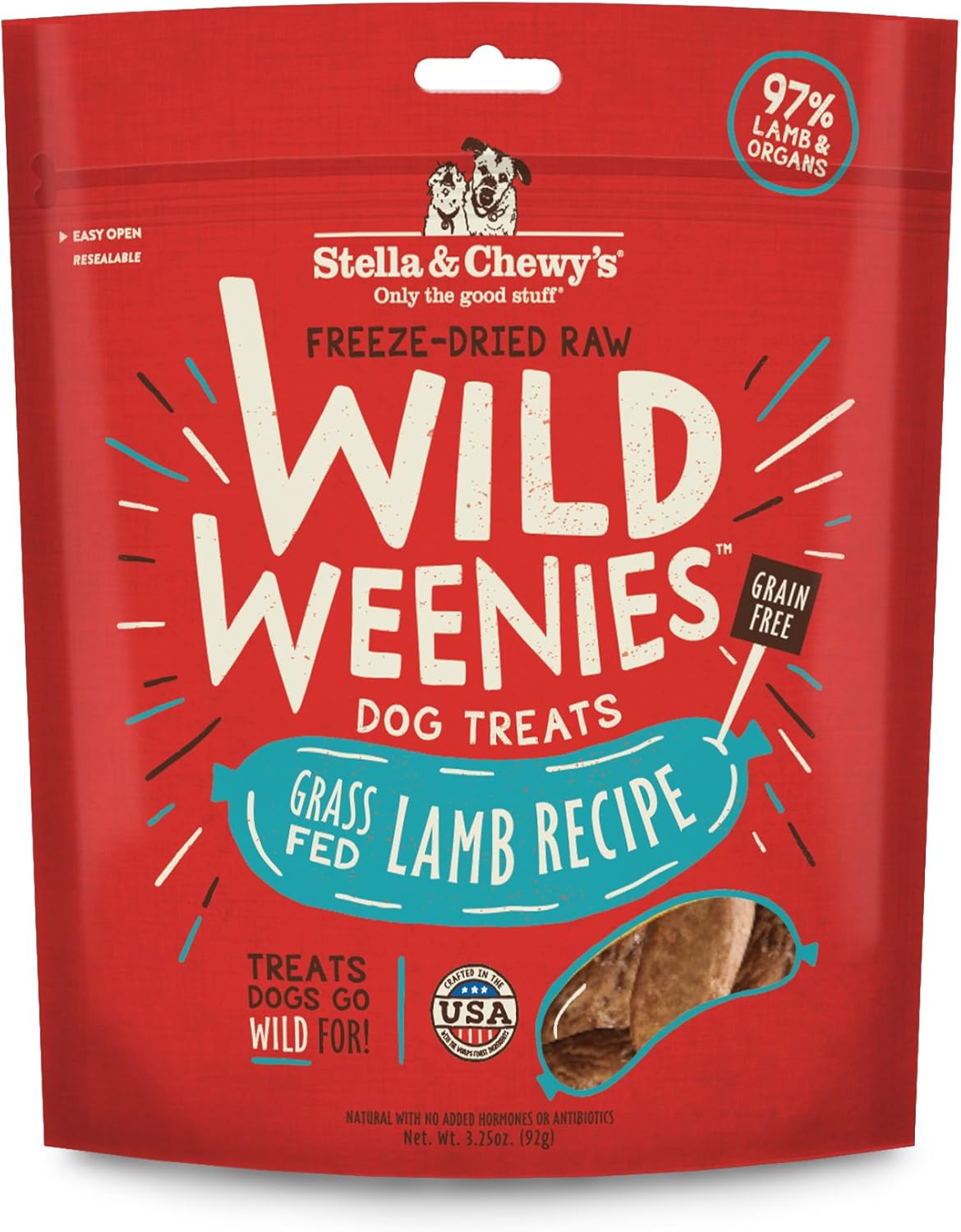 Gluten free high value dog treat bag showing nutritional facts