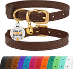 BRONZEDOG Leather Cat Collar with Removable Bells Non Breakaway Kitten QR Tag for Girl Boy (7" - 9" for Cats, Black & Gold) - Image 15