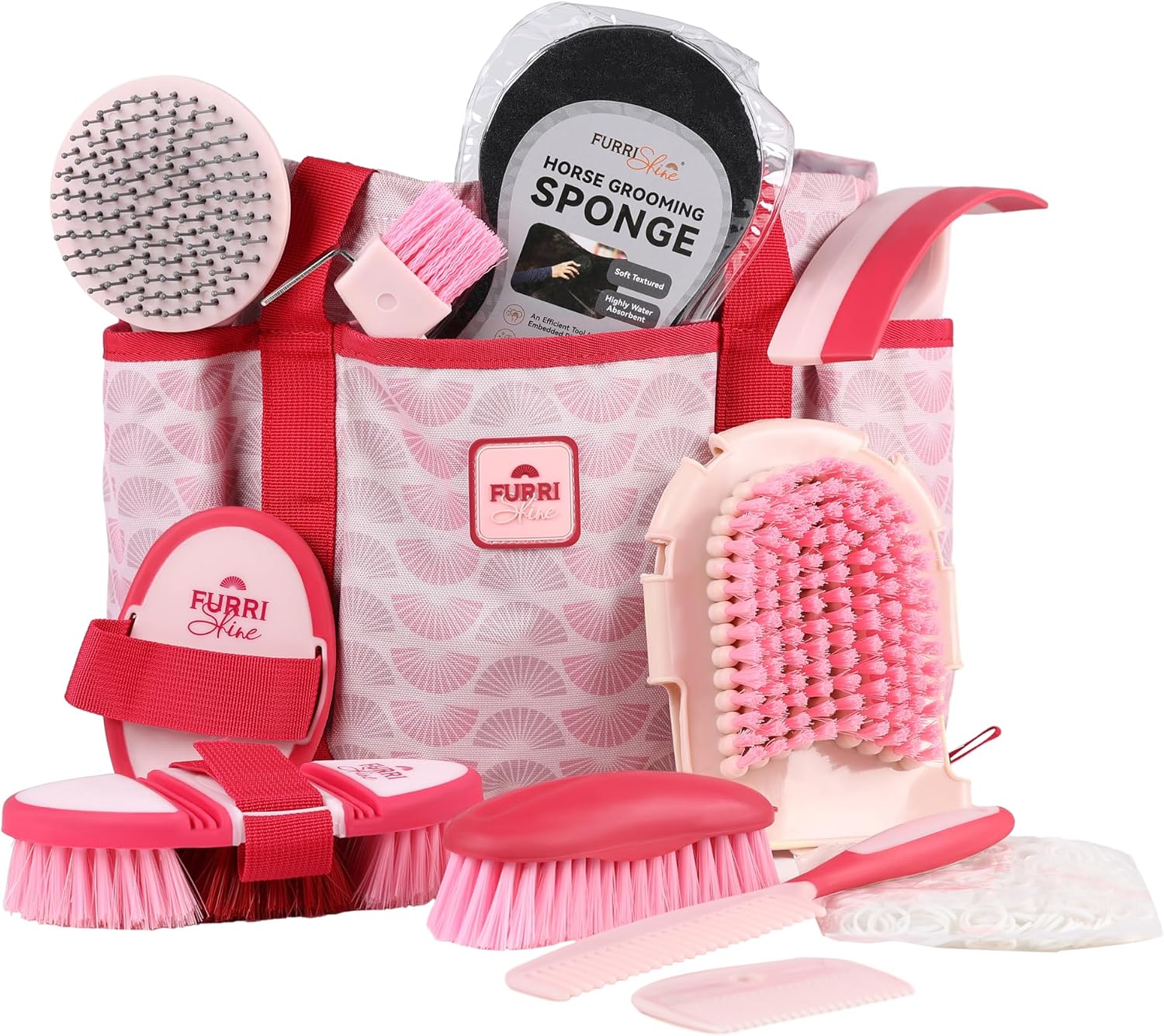 11-Piece Professional Horse Grooming Kit with Waterproof Tote Bag, Non-Slip Silicone Grip Brush Set, Curry Comb, Hoof Pick & Mane Comb Shadowberry - Image 10