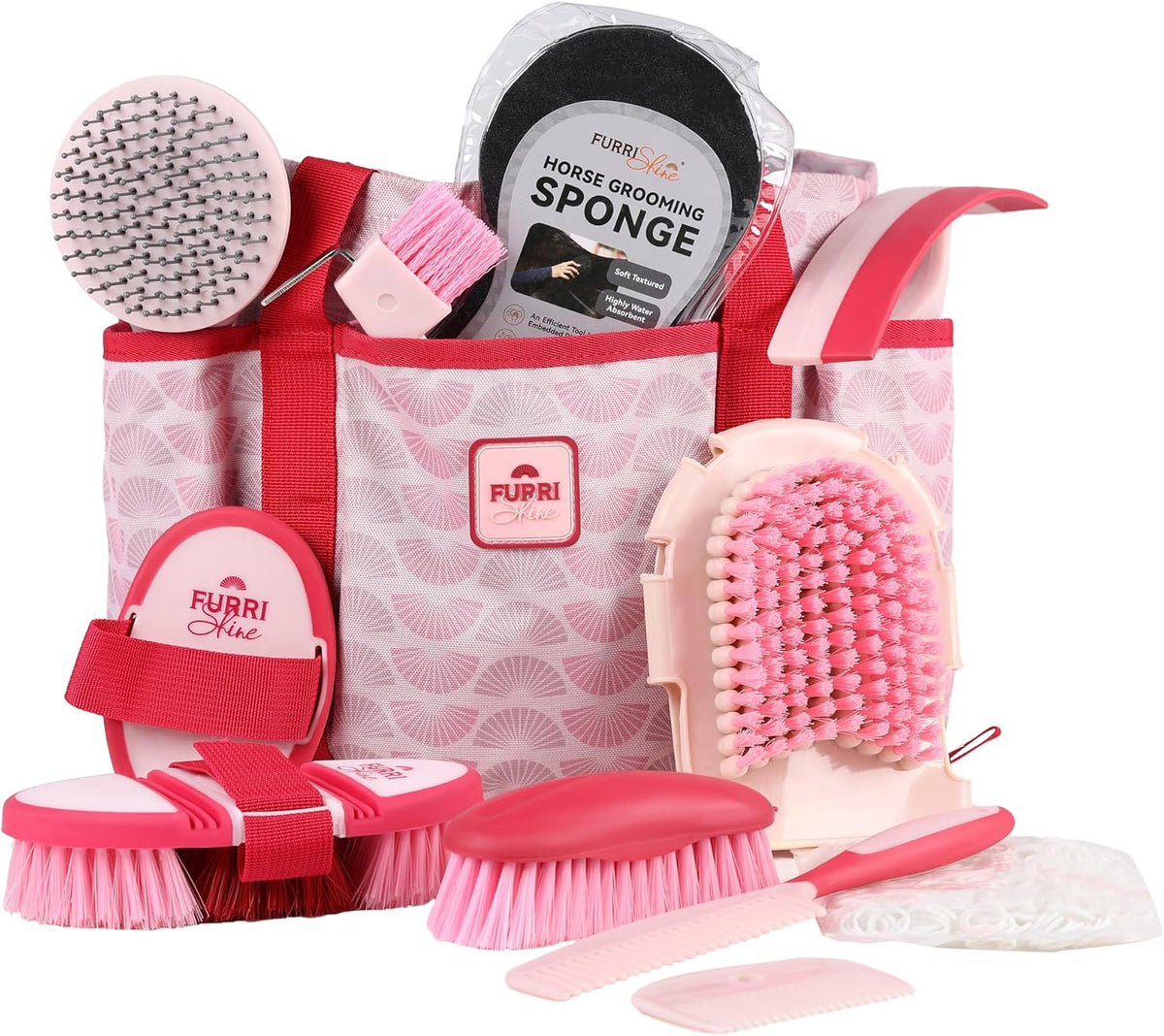 11-Piece Professional Horse Grooming Kit with Waterproof Tote Bag, Non-Slip Silicone Grip Brush Set, Curry Comb, Hoof Pick & Mane Comb Shadowberry - Image 10