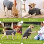 Dotoner stretchable anti-bite pet onesie grey color comfortable dog pajamas