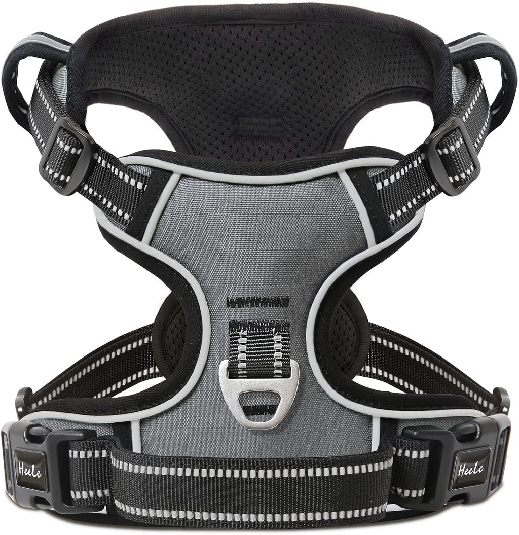 HEELE Dog Harness, No Pull Adjustable Padded Reflective Harness for Small Medium Large Dogs with Handle for Walking Training, Flower-Pink, M - Image 12