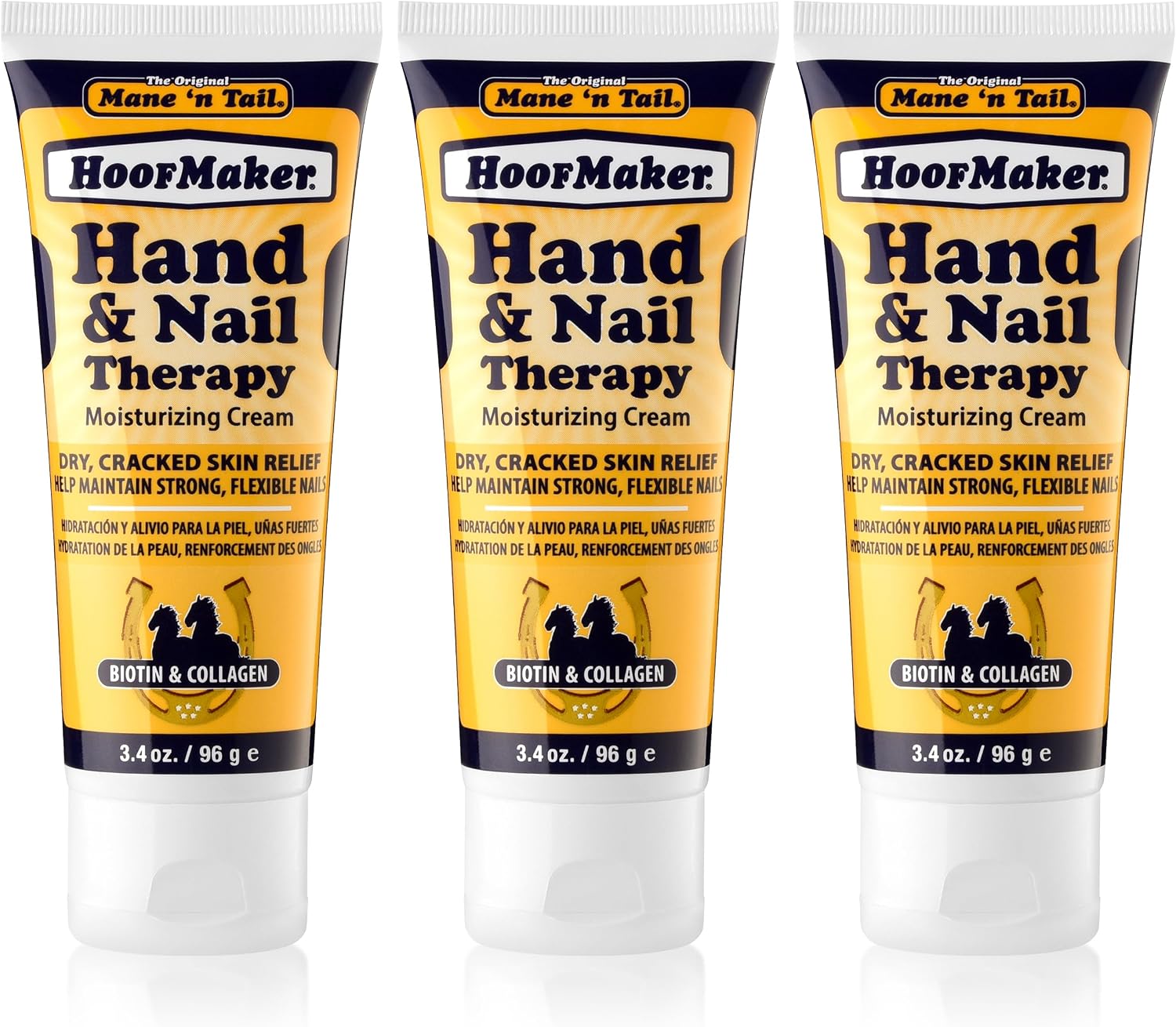 Texture demonstration of the non greasy fragrance free Mane 'n Tail Hoofmaker cream on dry skin and cuticles.