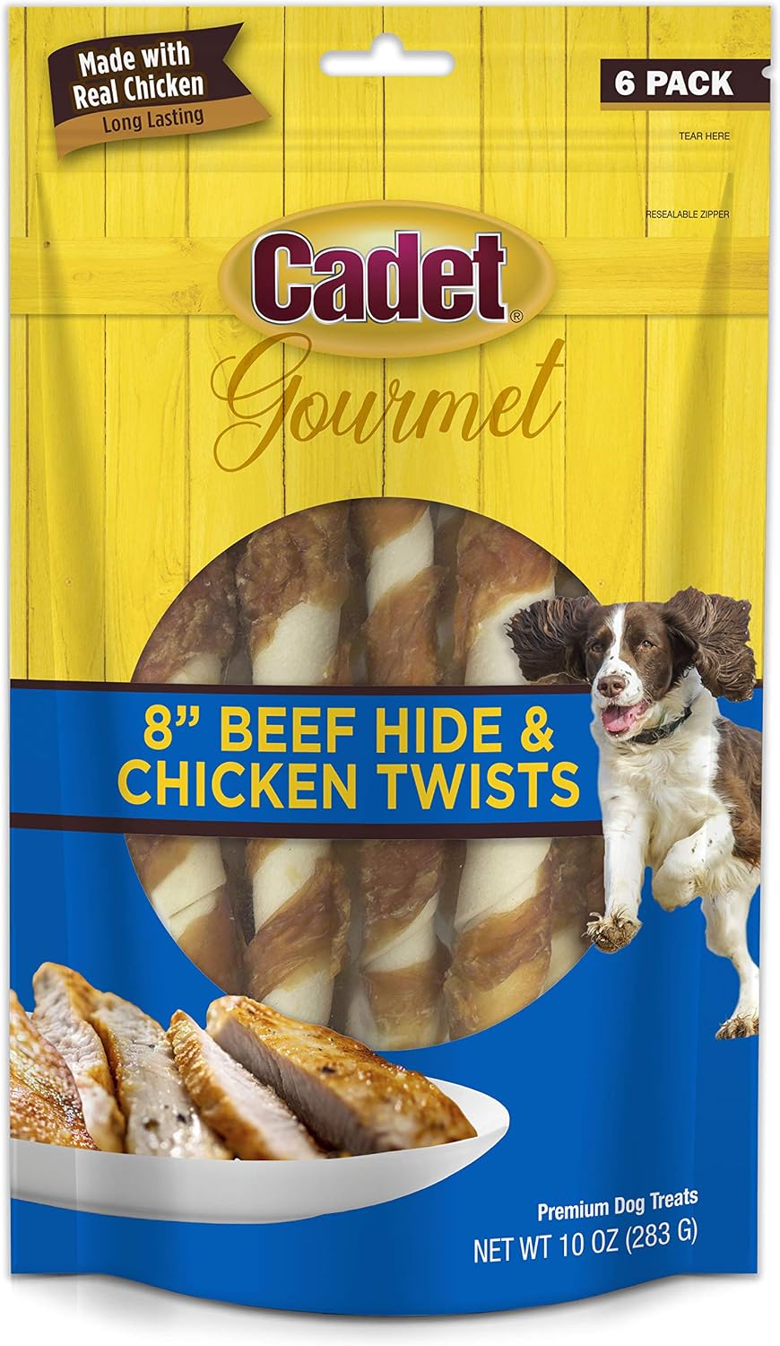 Cadet Gourmet 5-Inch Beef Hide Twist Chew Sticks, Long-Lasting and Natural Rawhide Chews for Dogs, Inspected & Tested in USA, Chicken Flavor, 50 Count - Image 10