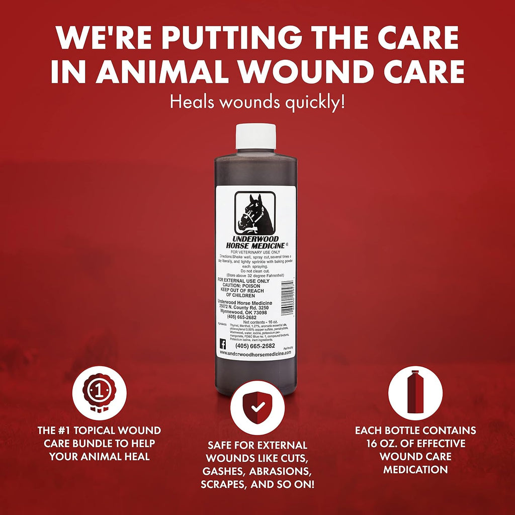 Underwood wound spray bottle for equine first aid