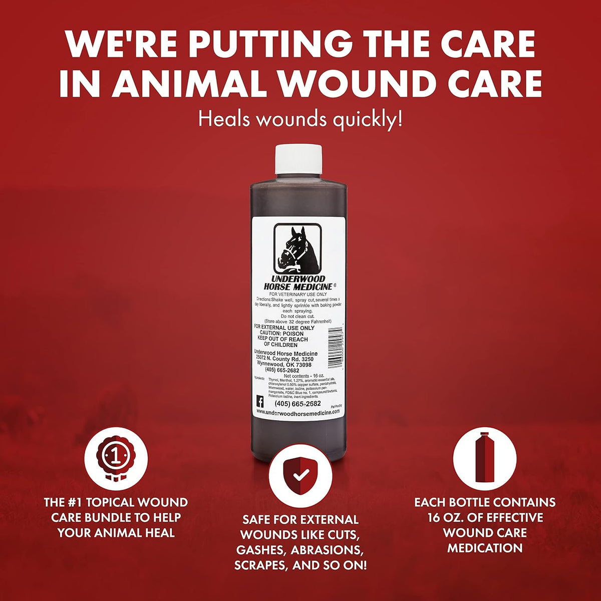 Underwood wound spray bottle for equine first aid