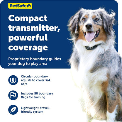 Adjustable nylon pet receiver collar showing the contact points and battery compartment.