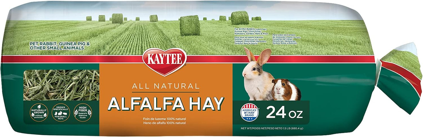 Kaytee Alfalfa Mini Bale twenty four ounce bag front view showcasing natural pet forage