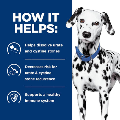 Hill's non-struvite stone care dry dog food guaranteed analysis panel closeup