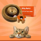 Kitty Kurlz Cardboard Scratcher being twisted and transformed using the built-in magnetic ends.