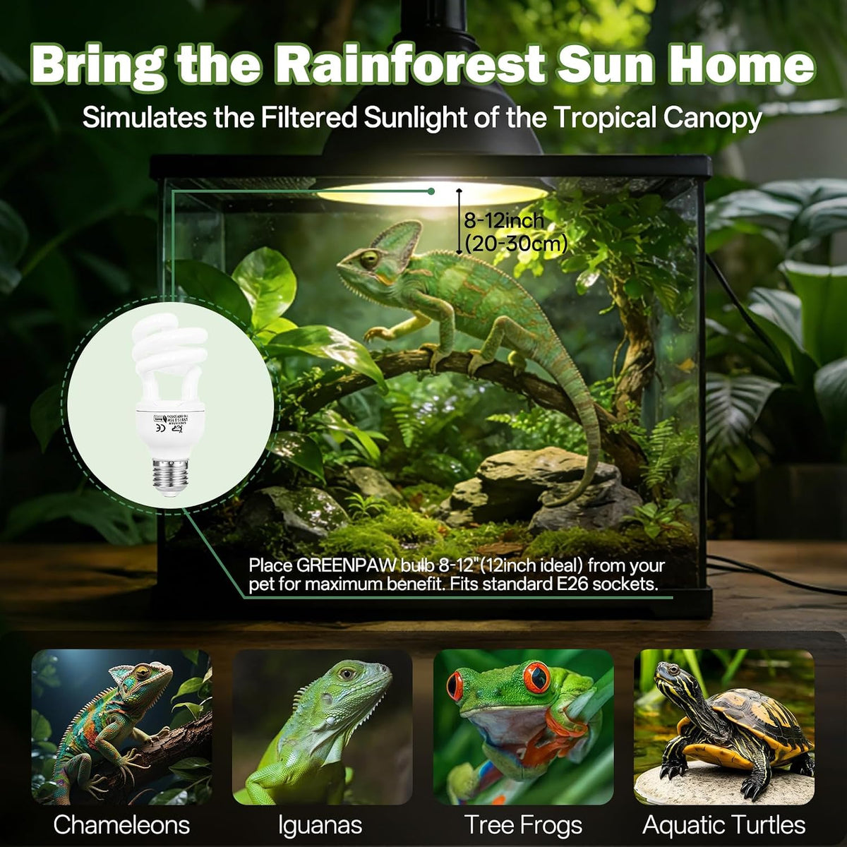 Two pack of tropical reptile fluorescent bulbs for turtles and lizards.