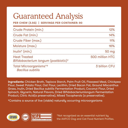 Premium 90 count jar of veterinary pet probiotics with organic inulin