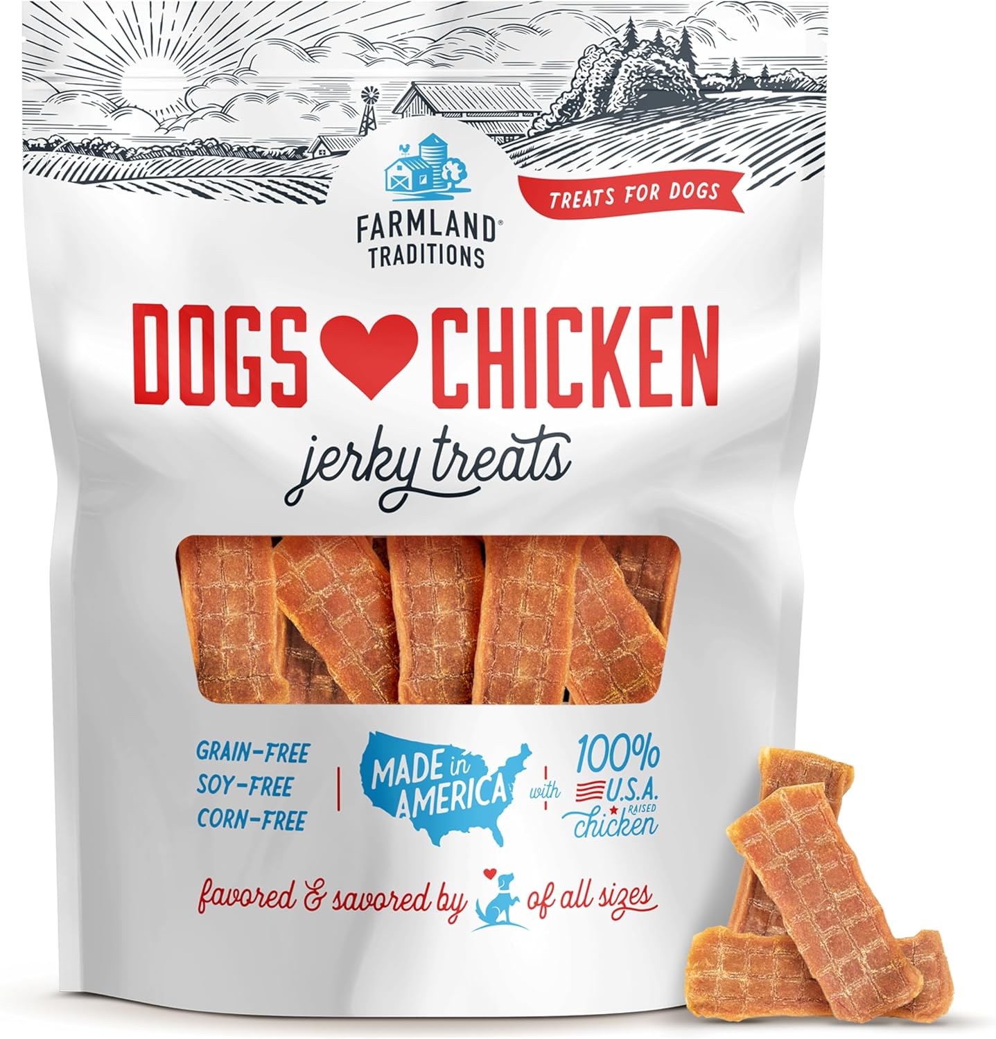 Farmland Traditions chicken jerky dog treats 3 pound bag front view