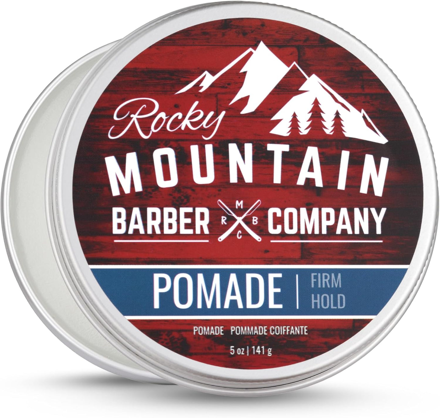 Rocky Mountain Barber Company Pomade for Men front view five ounce tub