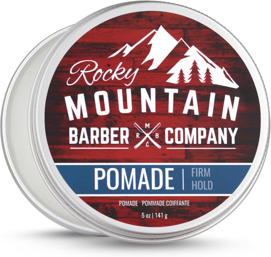 Rocky Mountain Barber Company Pomade for Men front view five ounce tub