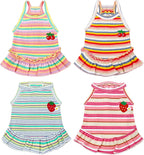 Cute Small Dog Dress Girl Female Dog Clothes Spring Summer Pet Puppy Cats Striped Dress Outfits for Shih Tzu Yorkies Chihuahua Maltese(Strawberry Pink,Small) - Image 10