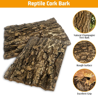 Close up view showing the unique rough grain and natural texture of the imported 6 piece cork bark bedding.