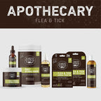 Earth Animal Apothecary pest defense powder packaging side view detailing usage instructions
