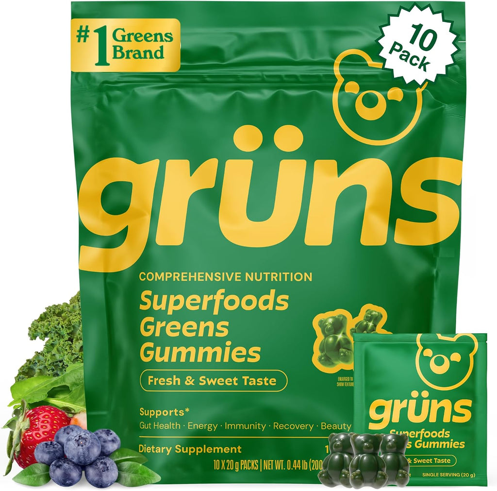 Gruns Adult Greens Gummies & Daily Multivitamin, Prebiotic Fiber, 28 ct - Image 10